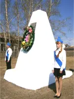 Обелиск в память об односельчанах, погибших на Халхин-Голе и в годы Великой Отечественной войны, Россия, Забайкальский край, Сретенский район, село Ломы