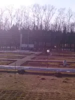 Братская могила советских воинов в поселке Космодемьянский Рузского района, Россия, Московская область, Рузский район, поселок Космодемьянский